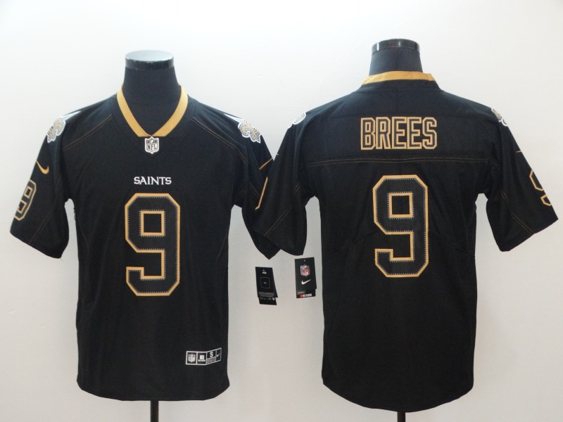 Men's New Orleans Saints Drew Brees #9 Black Jersey
